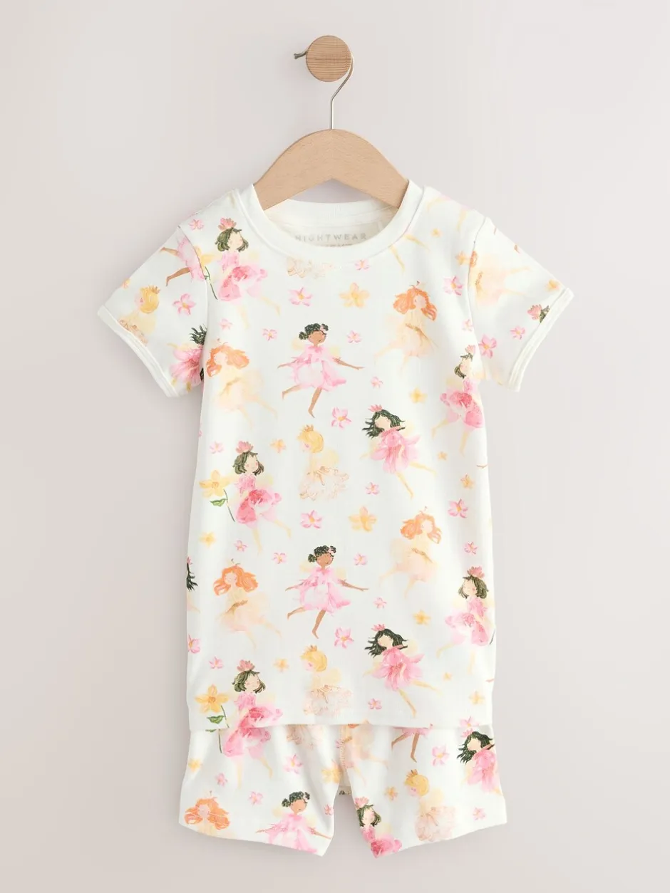 Nachtkleding En Pyjama's|Pyjama's|Next - Verpakking van 3 korte pyjama's (9mnd -10jr) Roze met elfjes