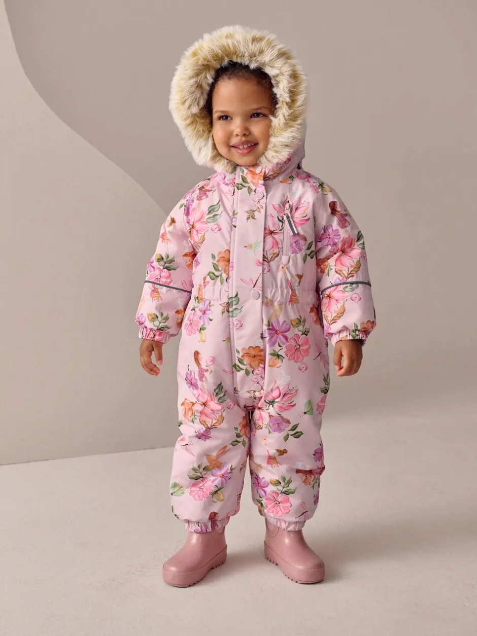 Jassen, Jacks En Kinderwagenpakjes|Jassen En Jacks*Next - Waterdicht sneeuwpak met print (3mnd-7jr) Roze met elfjes