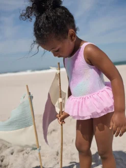 Badkleding|Badkleding*Next Roze met folieprint - Mesh Tutu Swimsuit (3mths-7yrs)