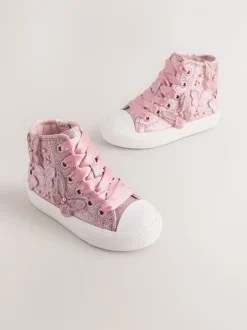 Sneakers|Next - Hoge sneakers Roze met glittervlinderprint