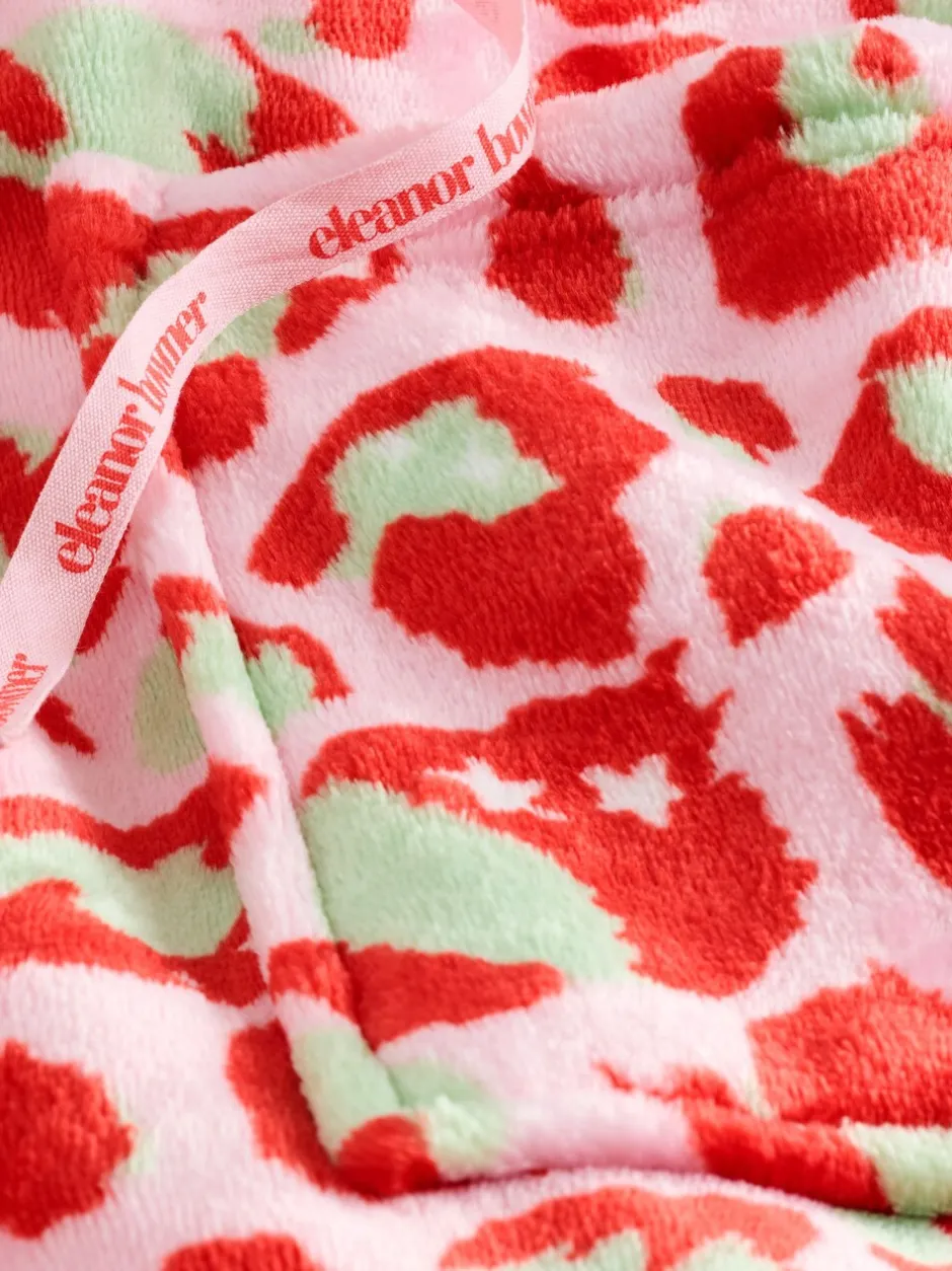 Badjassen|Eleanor Bowmer - Leopard Print Fleece Robe Roze met groen