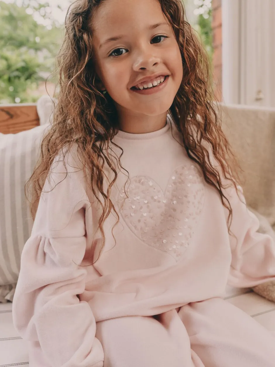 Nachtkleding En Pyjama's|Pyjama's*Next Roze met hart van lovertjes - Behaaglijke fleece pyjama (9 mnd-16 jr)