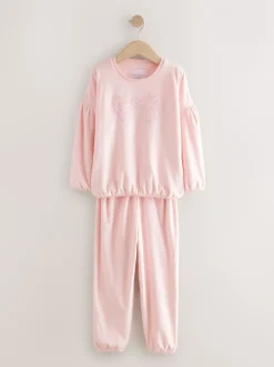 Nachtkleding En Pyjama's|Pyjama's*Next Roze met hart van lovertjes - Behaaglijke fleece pyjama (9 mnd-16 jr)