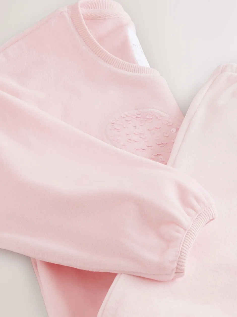 Nachtkleding En Pyjama's|Pyjama's*Next Roze met hart van lovertjes - Behaaglijke fleece pyjama (9 mnd-16 jr)