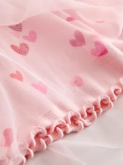 Jurken|Jurken|Next Roze met hartjes - Mesh Skirt Dress (3mths-7yrs)