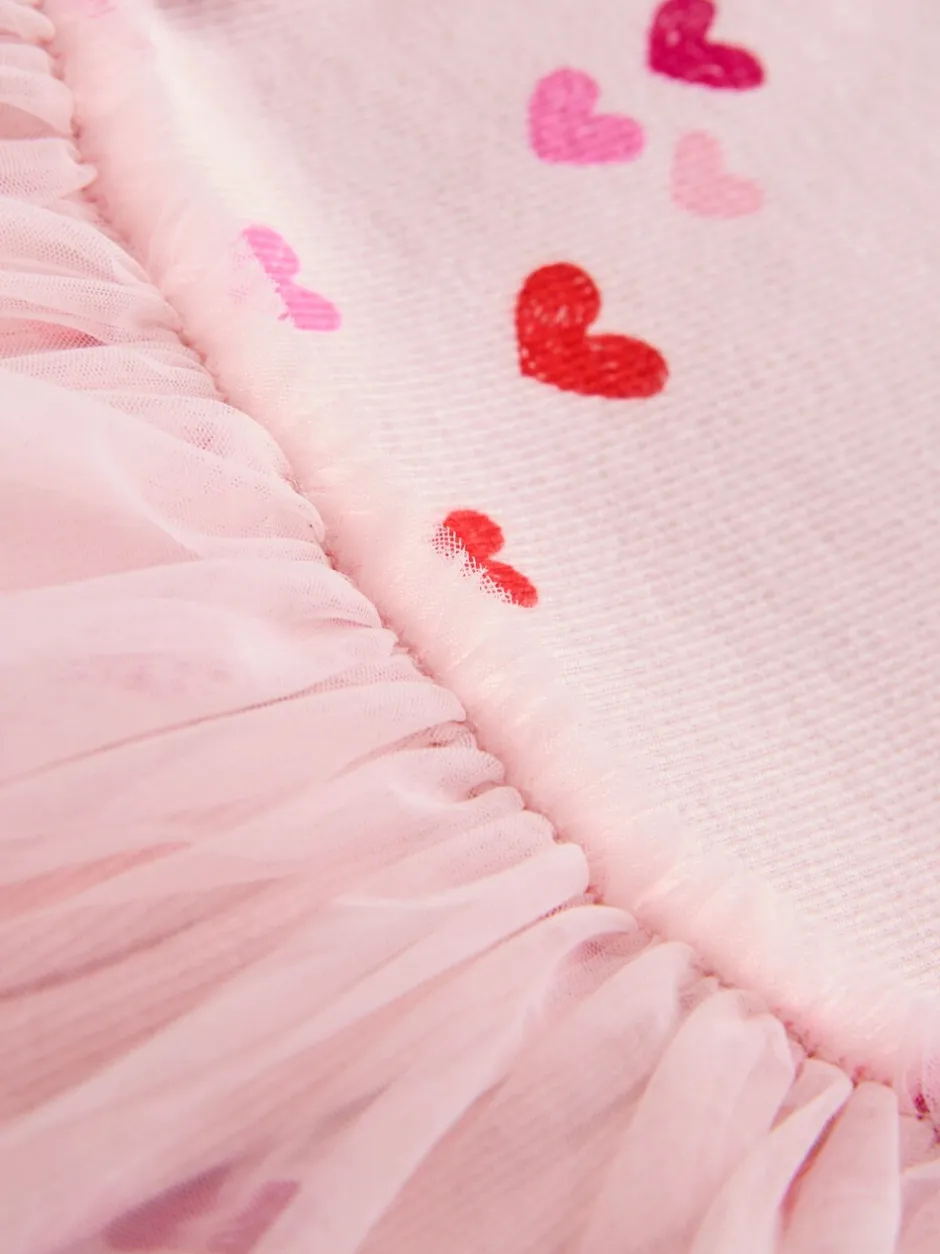 Jurken|Jurken|Next Roze met hartjes - Mesh Skirt Dress (3mths-7yrs)