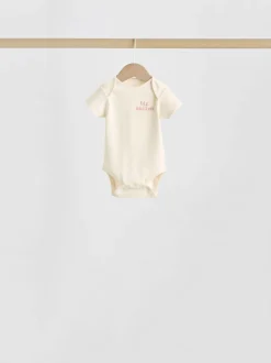 Rompertjes En Hemdjes*Next Roze met hartjesprint - Set van 5 babyrompertjes met korte mouwen