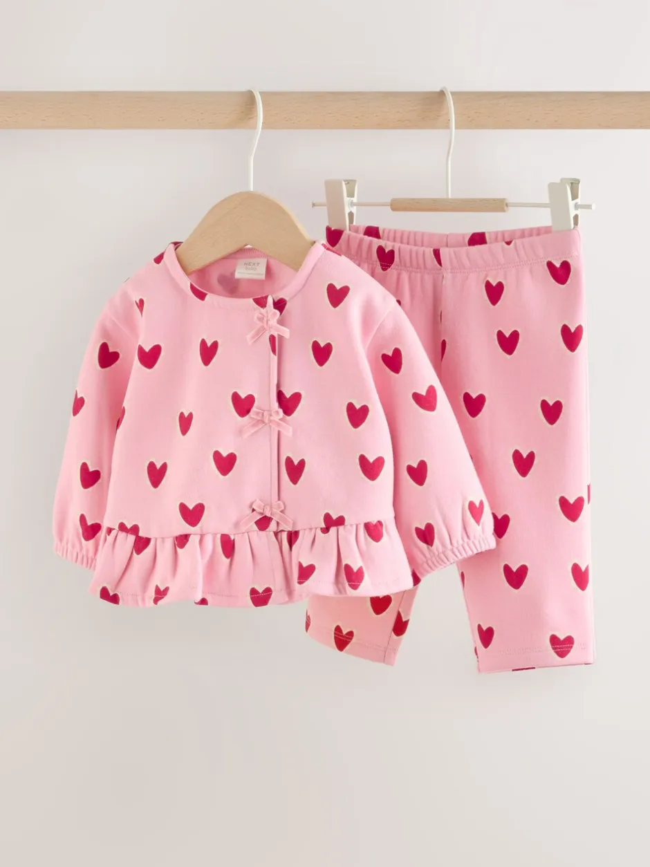 Tops|Sets En Combisets|Next Roze met hartjesprint - Top & Leggings Set 2 Piece (0mths-2yrs)