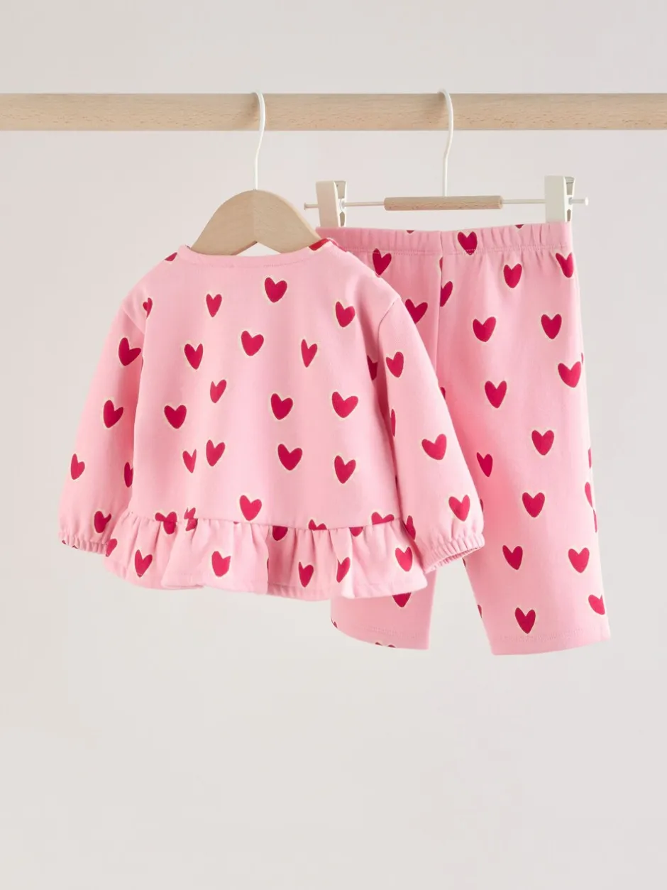 Tops|Sets En Combisets|Next Roze met hartjesprint - Top & Leggings Set 2 Piece (0mths-2yrs)