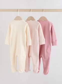 Multipacks|Babypakjes En Babypyjama's*Next Roze met hartjesprint - Verpakking van 3 babypyjama's met tweewegrits (0-2jr)