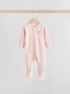 Multipacks|Babypakjes En Babypyjama's*Next Roze met hartjesprint - Verpakking van 3 babypyjama's met tweewegrits (0-2jr)