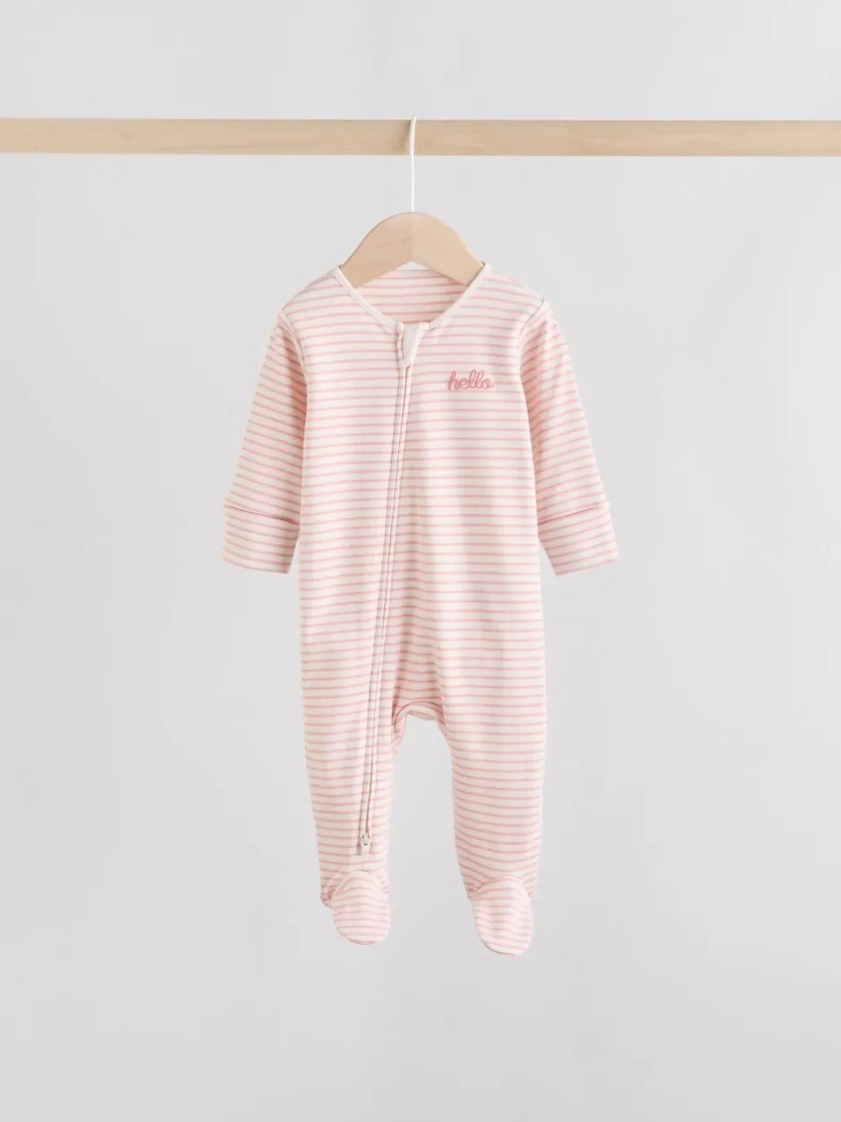 Multipacks|Babypakjes En Babypyjama's*Next Roze met hartjesprint - Verpakking van 3 babypyjama's met tweewegrits (0-2jr)