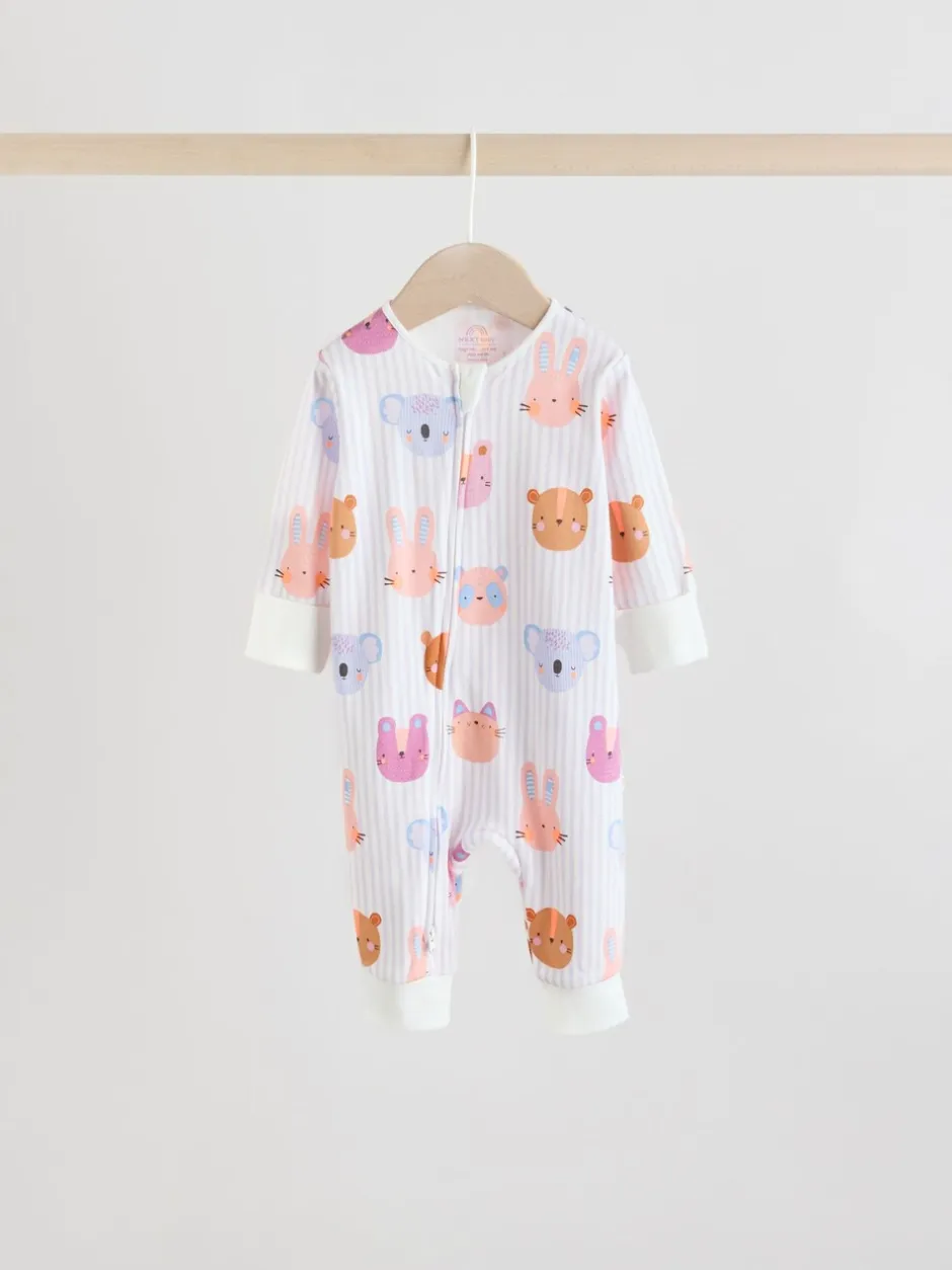 Babypakjes En Babypyjama's|Next Roze met karakteristieke dierenprint - Verpakking van 5 babyslaappakjes met tweewegrits (0 mnd - 3 jr)