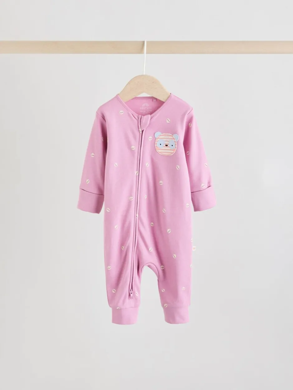 Babypakjes En Babypyjama's|Next Roze met karakteristieke dierenprint - Verpakking van 5 babyslaappakjes met tweewegrits (0 mnd - 3 jr)
