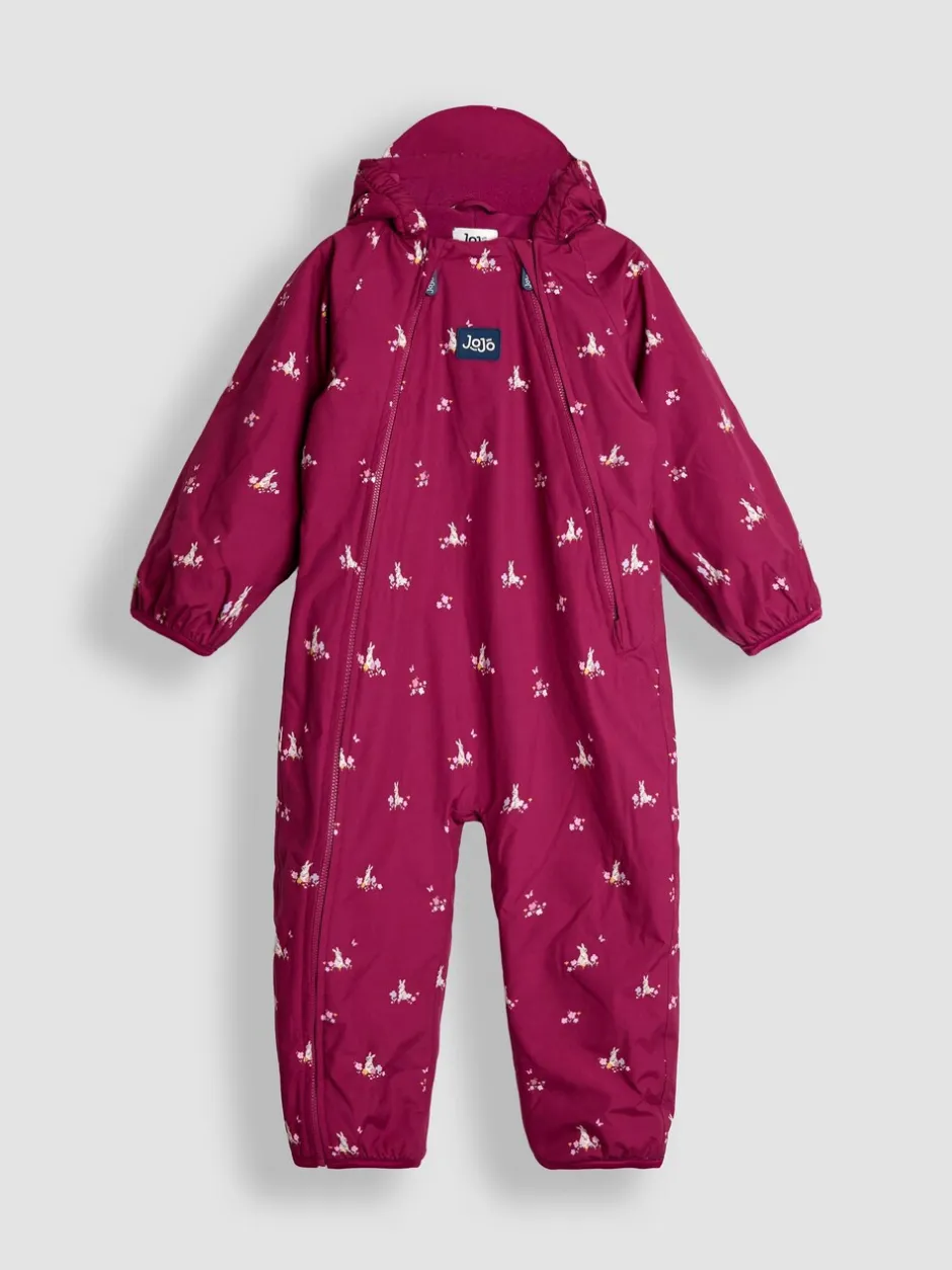 Jassen, Jacks En Kinderwagenpakjes|Jassen En Jacks|Jojo Maman Bébé - - Waterdicht regenpak met fleecevoering Roze met konijn- en bloemenprint