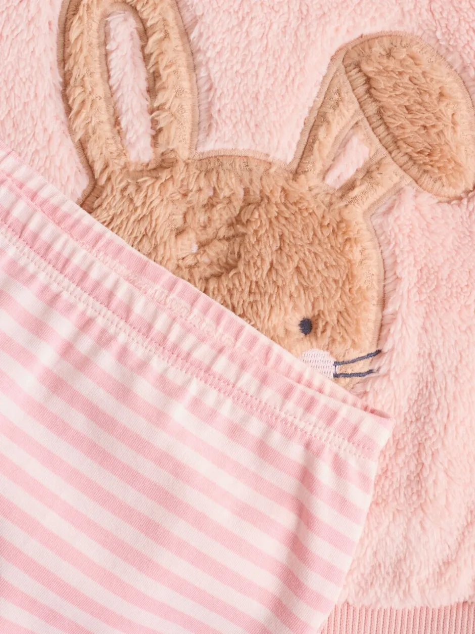 Sets En Combisets|Truien En Breisels|Next - 2 -delige Set van Fleece Tops en Leggings voor Baby''s (0mnd-2jr) Roze met konijnen