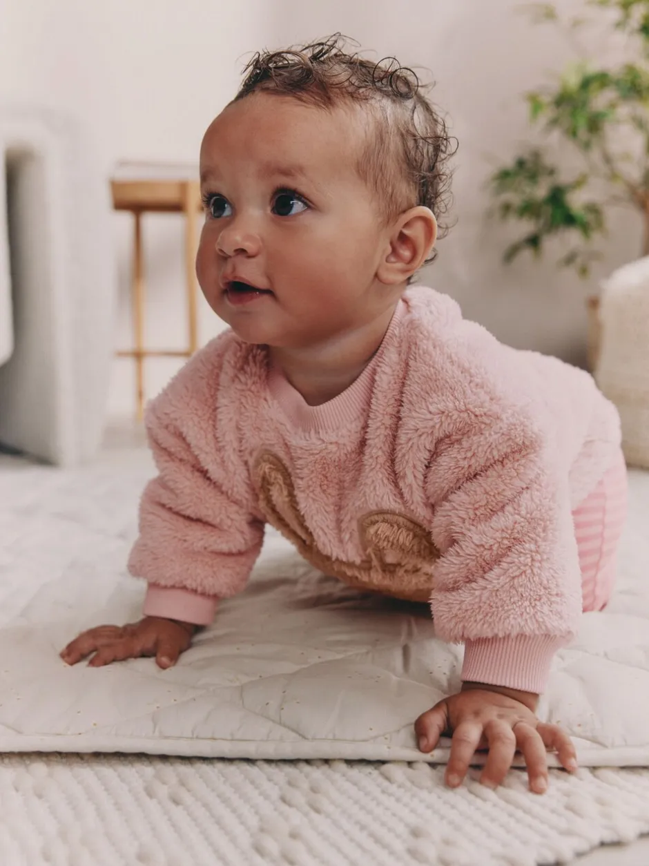 Sets En Combisets|Truien En Breisels|Next - 2 -delige Set van Fleece Tops en Leggings voor Baby''s (0mnd-2jr) Roze met konijnen
