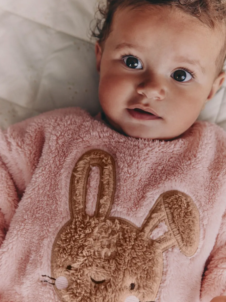 Sets En Combisets|Truien En Breisels|Next - 2 -delige Set van Fleece Tops en Leggings voor Baby''s (0mnd-2jr) Roze met konijnen
