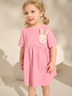 Jurken|Jurken*Next - Jersey zomerjurk (3mnd -7jr) Roze met konijnen