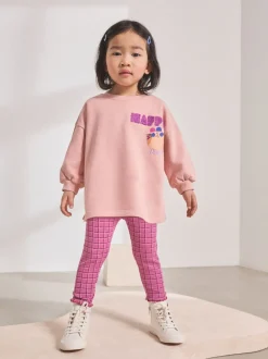 Tops|Sets En Outfits|Next Roze met konijnen - Set met top met lange mouwen en legging (3 mnd-7 jr)