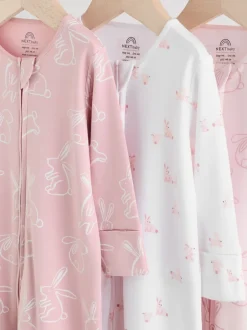 Multipacks|Babypakjes En Babypyjama's*Next Roze met konijnen - Verpakking van 3 babyslaappakjes met tweewegrits (0 mnd - 2 jr)