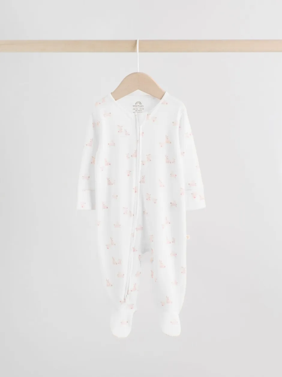 Multipacks|Babypakjes En Babypyjama's*Next Roze met konijnen - Verpakking van 3 babyslaappakjes met tweewegrits (0 mnd - 2 jr)