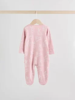 Multipacks|Babypakjes En Babypyjama's*Next Roze met konijnen - Verpakking van 3 babyslaappakjes met tweewegrits (0 mnd - 2 jr)