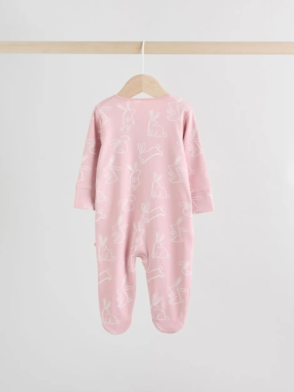 Multipacks|Babypakjes En Babypyjama's*Next Roze met konijnen - Verpakking van 3 babyslaappakjes met tweewegrits (0 mnd - 2 jr)