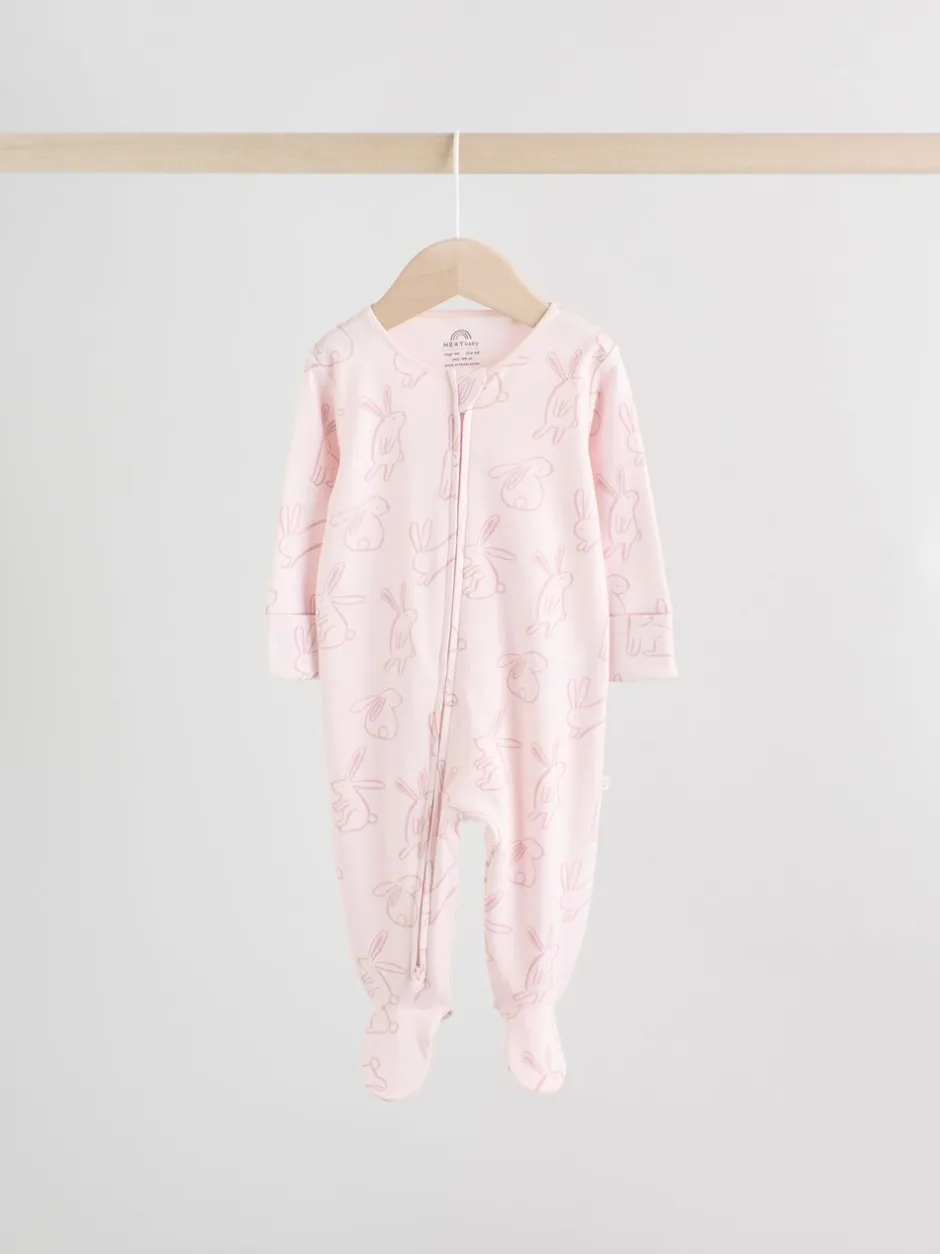 Multipacks|Babypakjes En Babypyjama's*Next Roze met konijnen - Verpakking van 3 babyslaappakjes met tweewegrits (0 mnd - 2 jr)