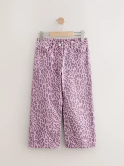 Jeans*Next - Jeans met wijde pijpen (3-16 jr) Roze met luipaardprint