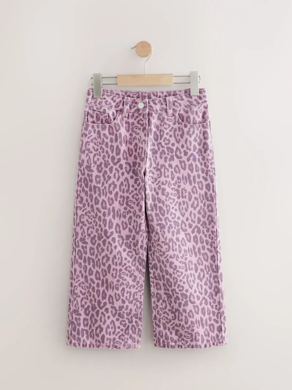 Jeans*Next - Jeans met wijde pijpen (3-16 jr) Roze met luipaardprint