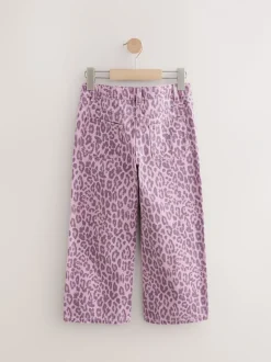Jeans*Next - Jeans met wijde pijpen (3-16 jr) Roze met luipaardprint