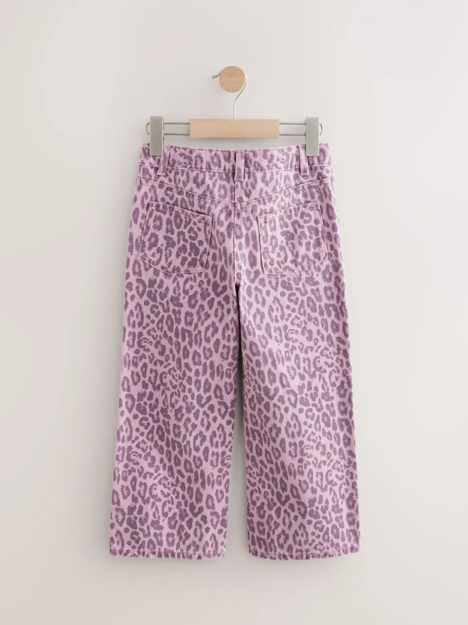 Jeans*Next - Jeans met wijde pijpen (3-16 jr) Roze met luipaardprint