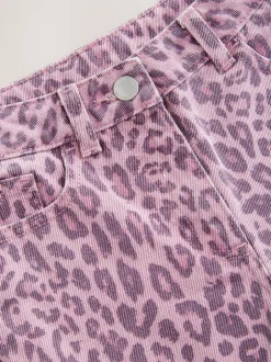 Jeans*Next - Jeans met wijde pijpen (3-16 jr) Roze met luipaardprint