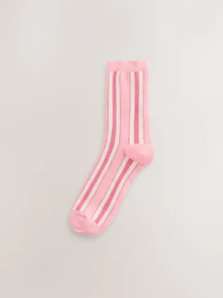Sokken En Panty's|Next Roze met meerdere strepen - Set van 4 paar enkelsokken