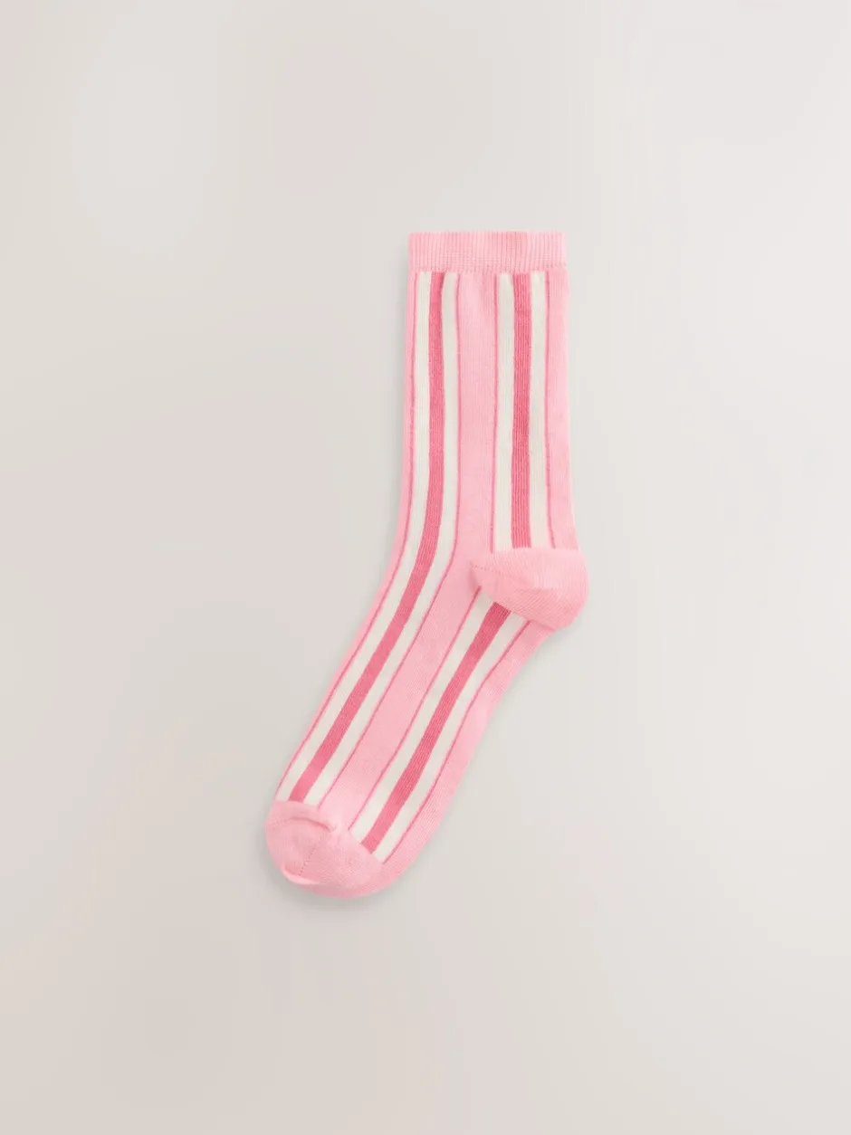 Sokken En Panty's|Next Roze met meerdere strepen - Set van 4 paar enkelsokken