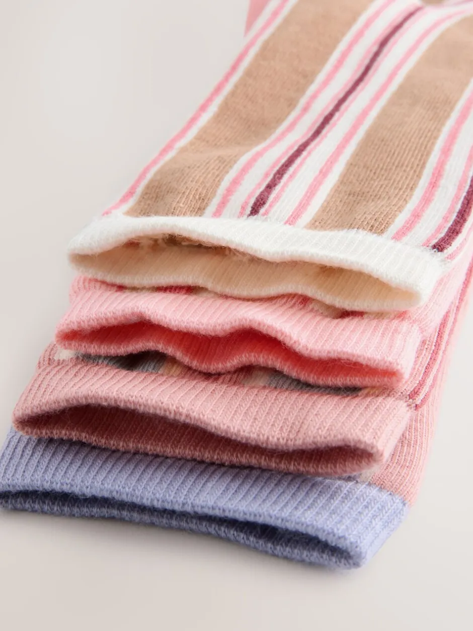 Sokken En Panty's|Next Roze met meerdere strepen - Set van 4 paar enkelsokken