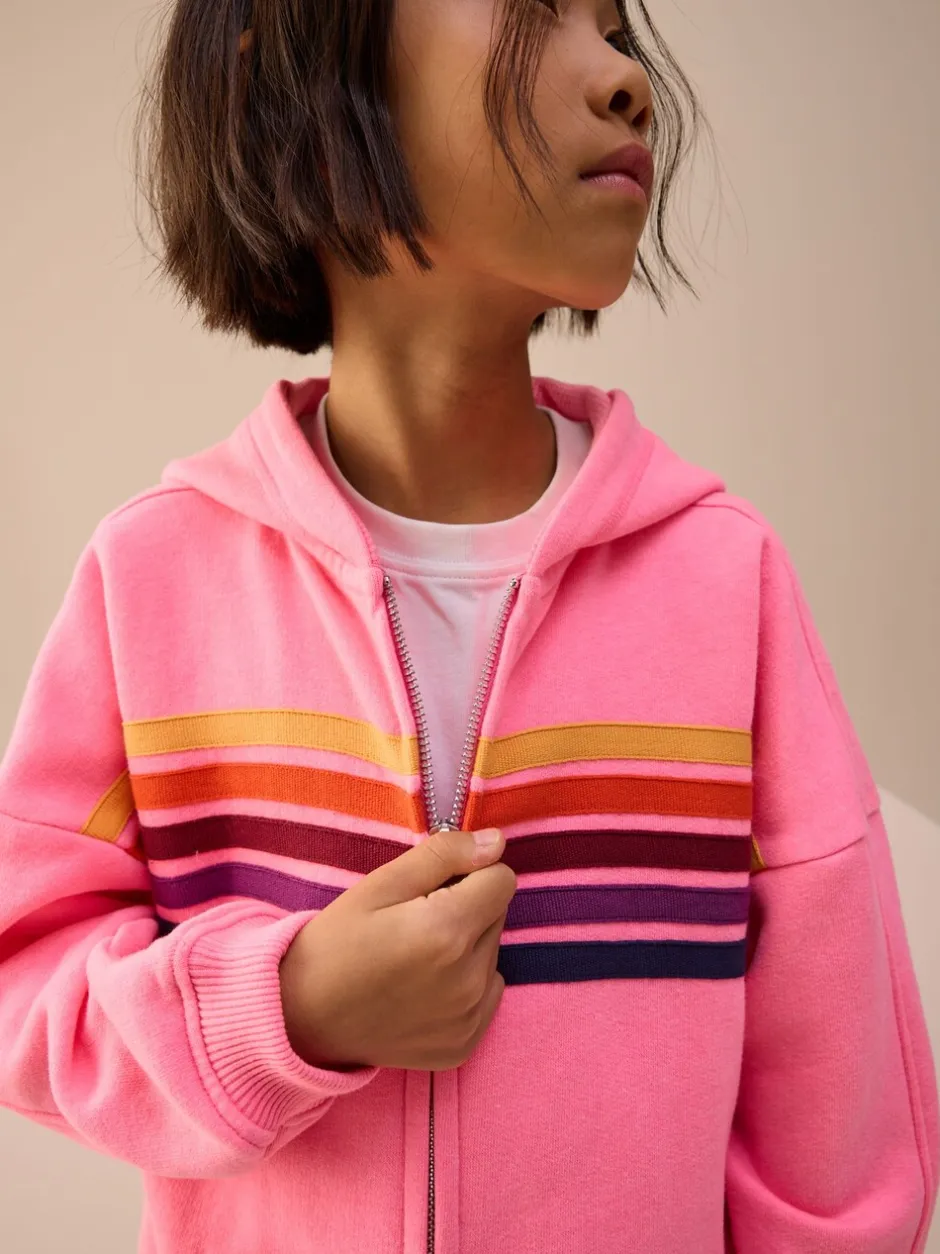 Sweaters En Hoody´S*Next Roze met meerdere strepen - Hoodie met doorlopende rits (3-16 jr)