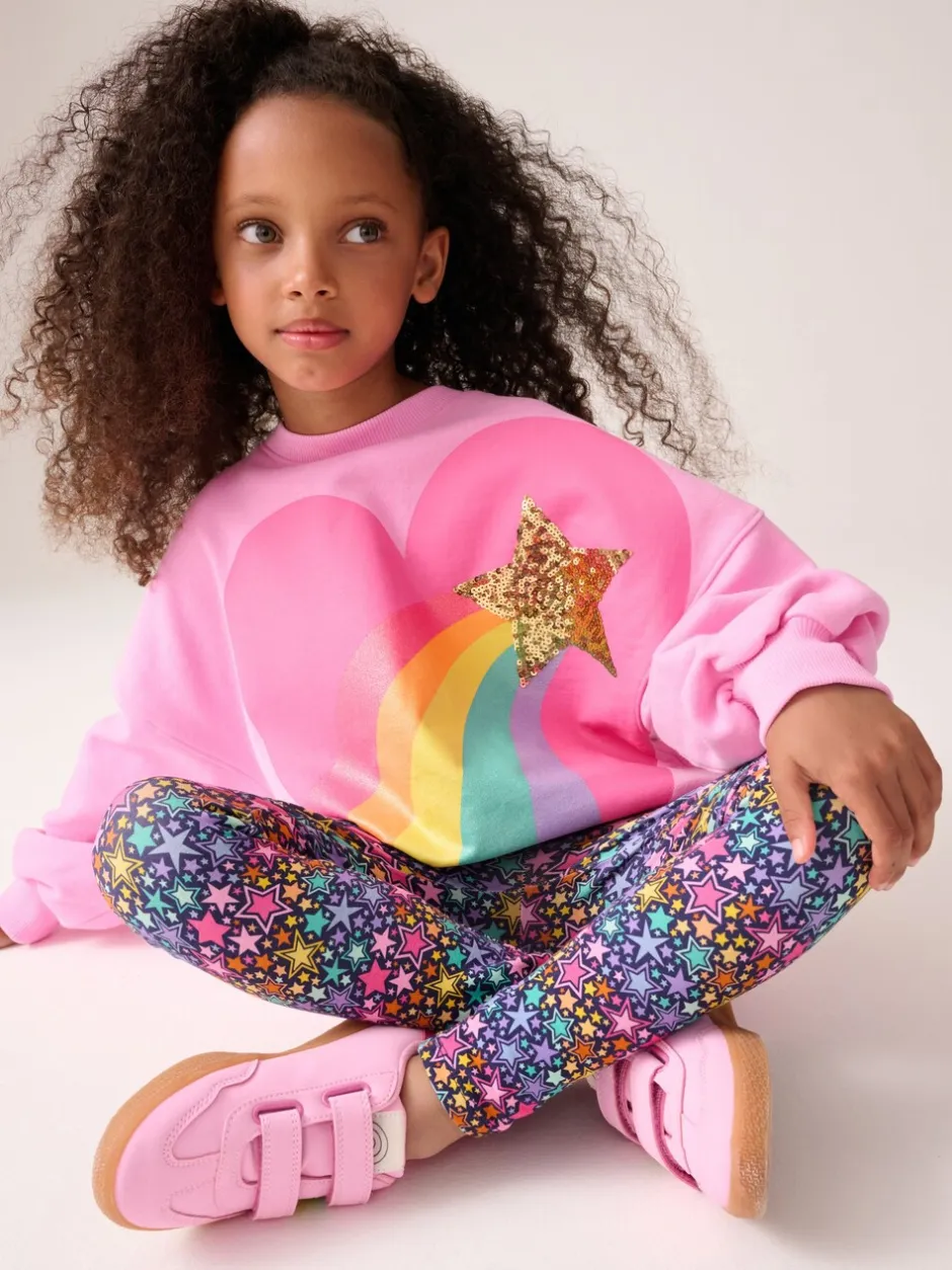 Sweaters En Hoody´S|Little Bird by Jools Oliver - 2 Piece Jumper and Leggings Set Roze met regenbooghartjes