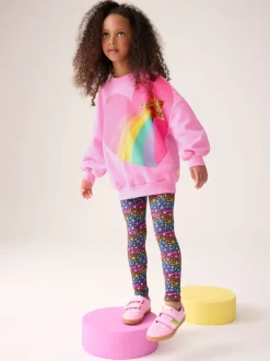Sweaters En Hoody´S|Little Bird by Jools Oliver - 2 Piece Jumper and Leggings Set Roze met regenbooghartjes