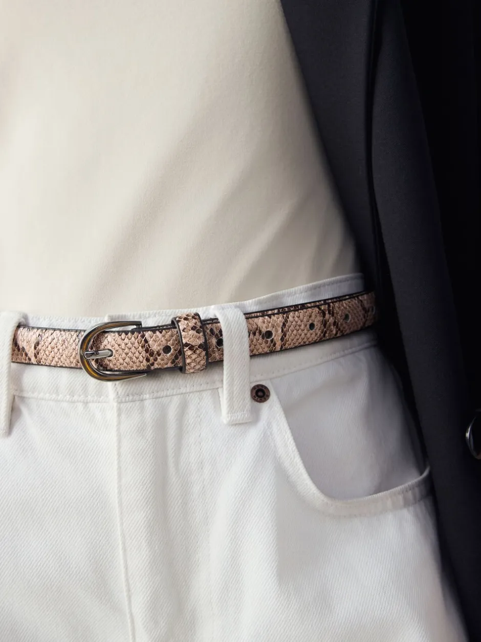 Ceintuurs|Next Roze met slangenprint - Smalle PU-riem