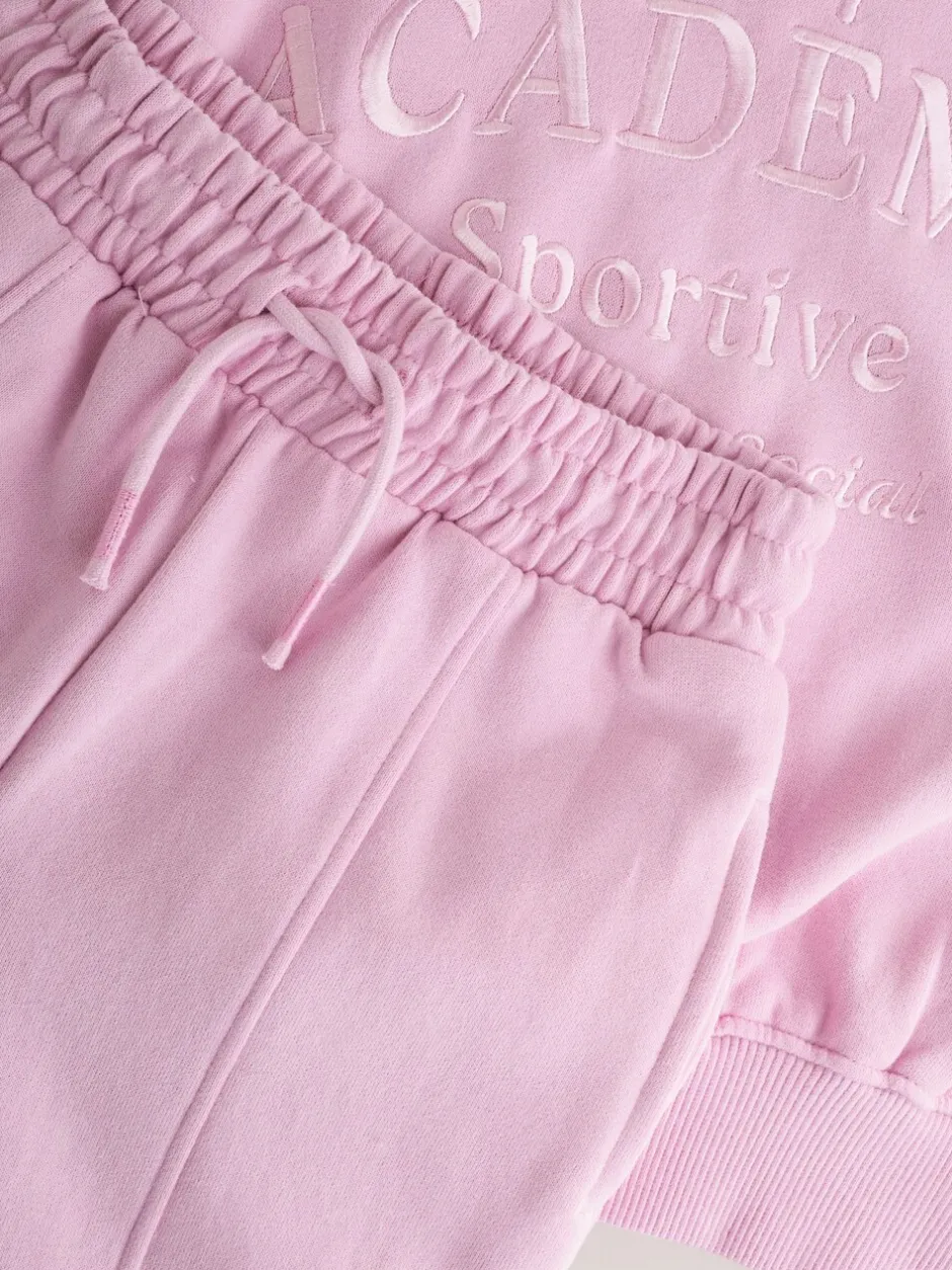 Sets En Outfits|Sweaters En Hoody´S|Next - Set van sweatshirt en joggingbroek met wijde pijpen (3-16jr) Roze met slogan