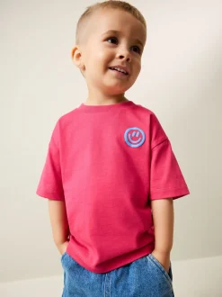 T-Shirts|Tops|Next Roze met smiley - Short Sleeve Small Graphic T-Shirt (3mths-7yrs)