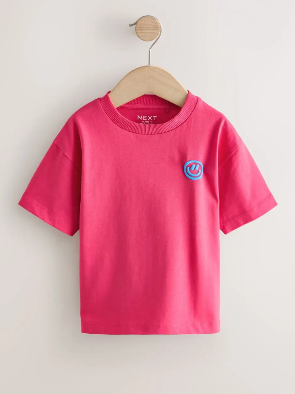 T-Shirts|Tops|Next Roze met smiley - Short Sleeve Small Graphic T-Shirt (3mths-7yrs)