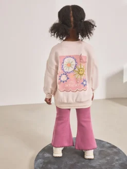 Tops|Tops|Next - Set met top met lange mouwen en uitlopende broek (3mnd -7jr) Roze met sterren