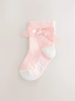 Sokken En Panty's|Baker by Ted Baker - Meisjes Sokken verpakking van 5 Roze met strik