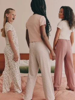 Nachtkleding En Pyjama's|Pyjama's|Next - Verpakking van 3 pyjama's met joggingbroek (3-16 jr) Roze met vrolijke bloemenprint