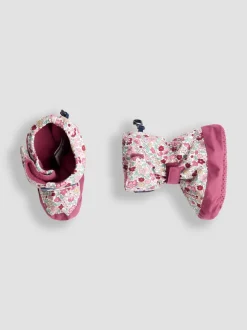 Boots|Jojo Maman Bébé - laarsjes met fleecevoering Roze met vrolijke print