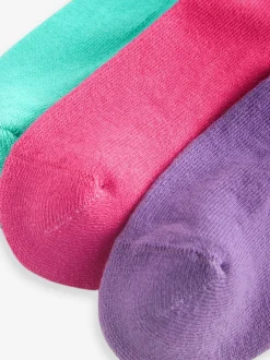 Sokken En Panty's|Sokken En Panty's*Next Roze, paars en blauwgroen personage - 3 Paar enkelsokken met verzachte zool en hoog katoengehalte
