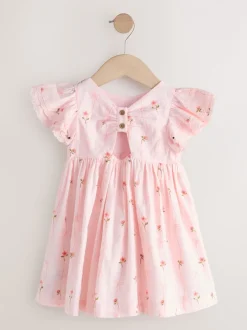 Jurken|Jurken|Next - Jurk met engelmouwen (3 mnd-8 jr) Roze print